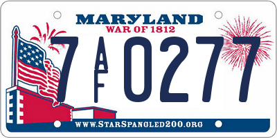MD license plate 7AF0277
