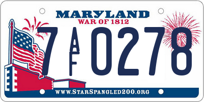 MD license plate 7AF0278