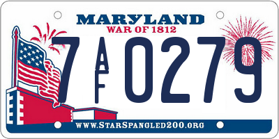 MD license plate 7AF0279