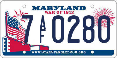 MD license plate 7AF0280