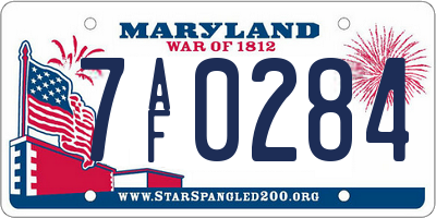 MD license plate 7AF0284