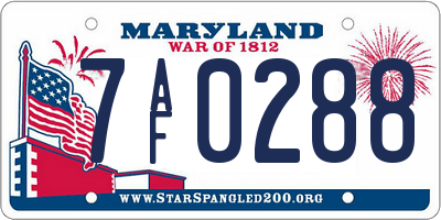 MD license plate 7AF0288