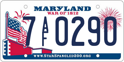 MD license plate 7AF0290