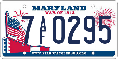 MD license plate 7AF0295