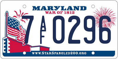 MD license plate 7AF0296