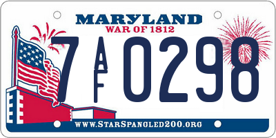 MD license plate 7AF0298