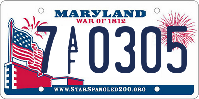 MD license plate 7AF0305