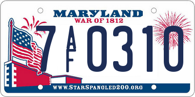 MD license plate 7AF0310