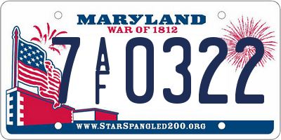 MD license plate 7AF0322