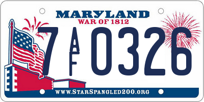 MD license plate 7AF0326
