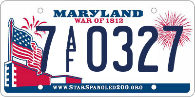 MD license plate 7AF0327