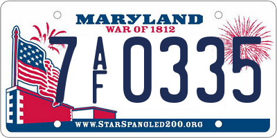 MD license plate 7AF0335