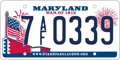 MD license plate 7AF0339
