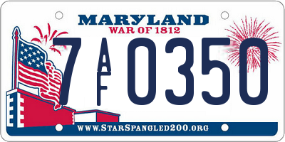MD license plate 7AF0350