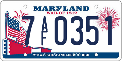 MD license plate 7AF0351