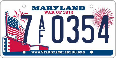 MD license plate 7AF0354