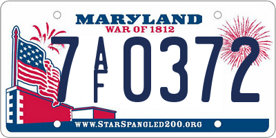 MD license plate 7AF0372