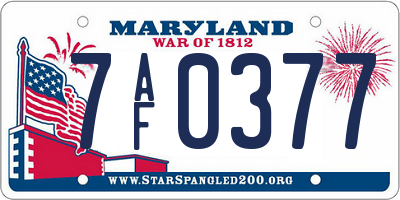 MD license plate 7AF0377