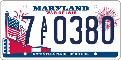 MD license plate 7AF0380