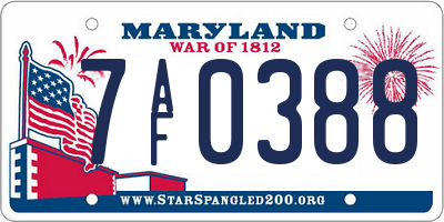 MD license plate 7AF0388