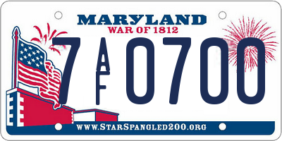 MD license plate 7AF0700