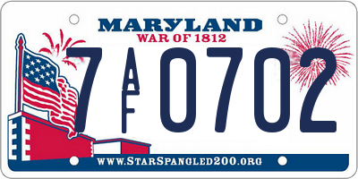 MD license plate 7AF0702