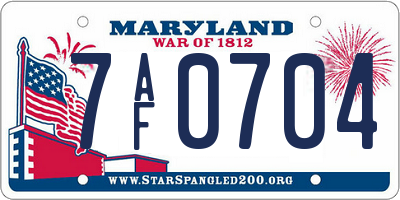 MD license plate 7AF0704