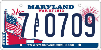 MD license plate 7AF0709