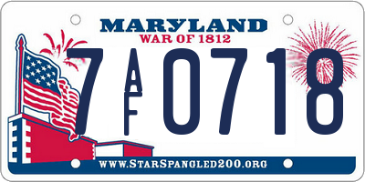 MD license plate 7AF0718