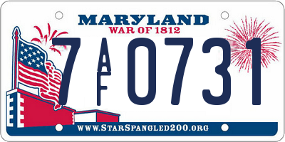 MD license plate 7AF0731
