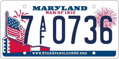 MD license plate 7AF0736