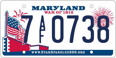 MD license plate 7AF0738