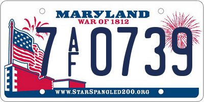 MD license plate 7AF0739