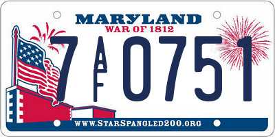 MD license plate 7AF0751