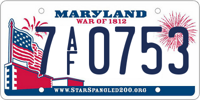 MD license plate 7AF0753