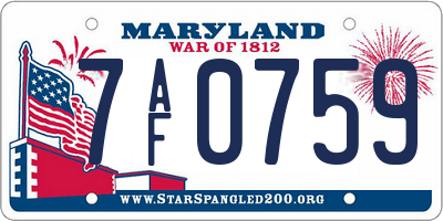MD license plate 7AF0759