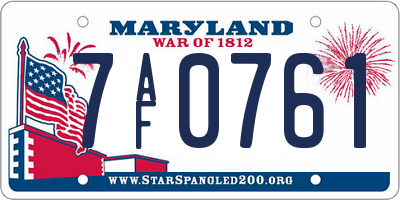 MD license plate 7AF0761