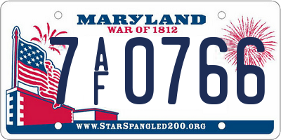 MD license plate 7AF0766