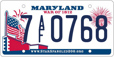MD license plate 7AF0768