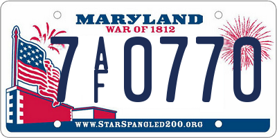 MD license plate 7AF0770