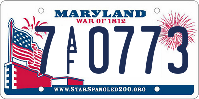 MD license plate 7AF0773