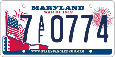 MD license plate 7AF0774