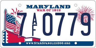 MD license plate 7AF0779