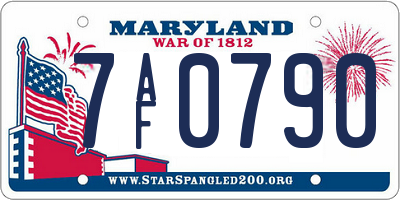 MD license plate 7AF0790