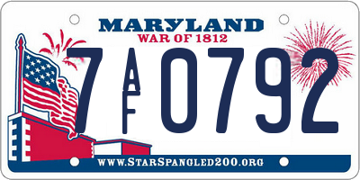 MD license plate 7AF0792