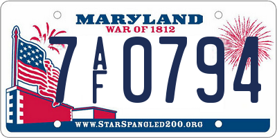 MD license plate 7AF0794