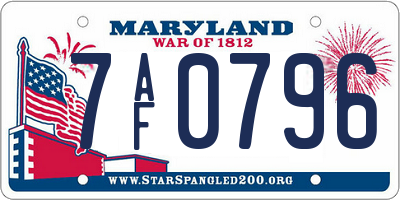 MD license plate 7AF0796