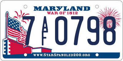 MD license plate 7AF0798