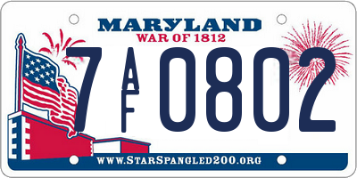 MD license plate 7AF0802