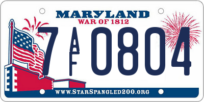 MD license plate 7AF0804